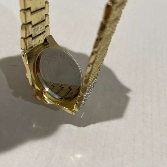 Men’s Crystal Iced-Out Silver Gold Watch Diamond Watch! - Picture 6 of 8